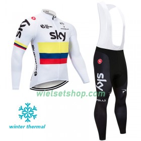 Fietskleding (Fietsshirt Lange Mouw + Lange Koersbroek) 2018 Team Sky N003 Winter Thermal Fleece